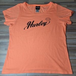 Harley-Davidson Womans XXL Orange Short Sleeve Tee Scoop Neck‎